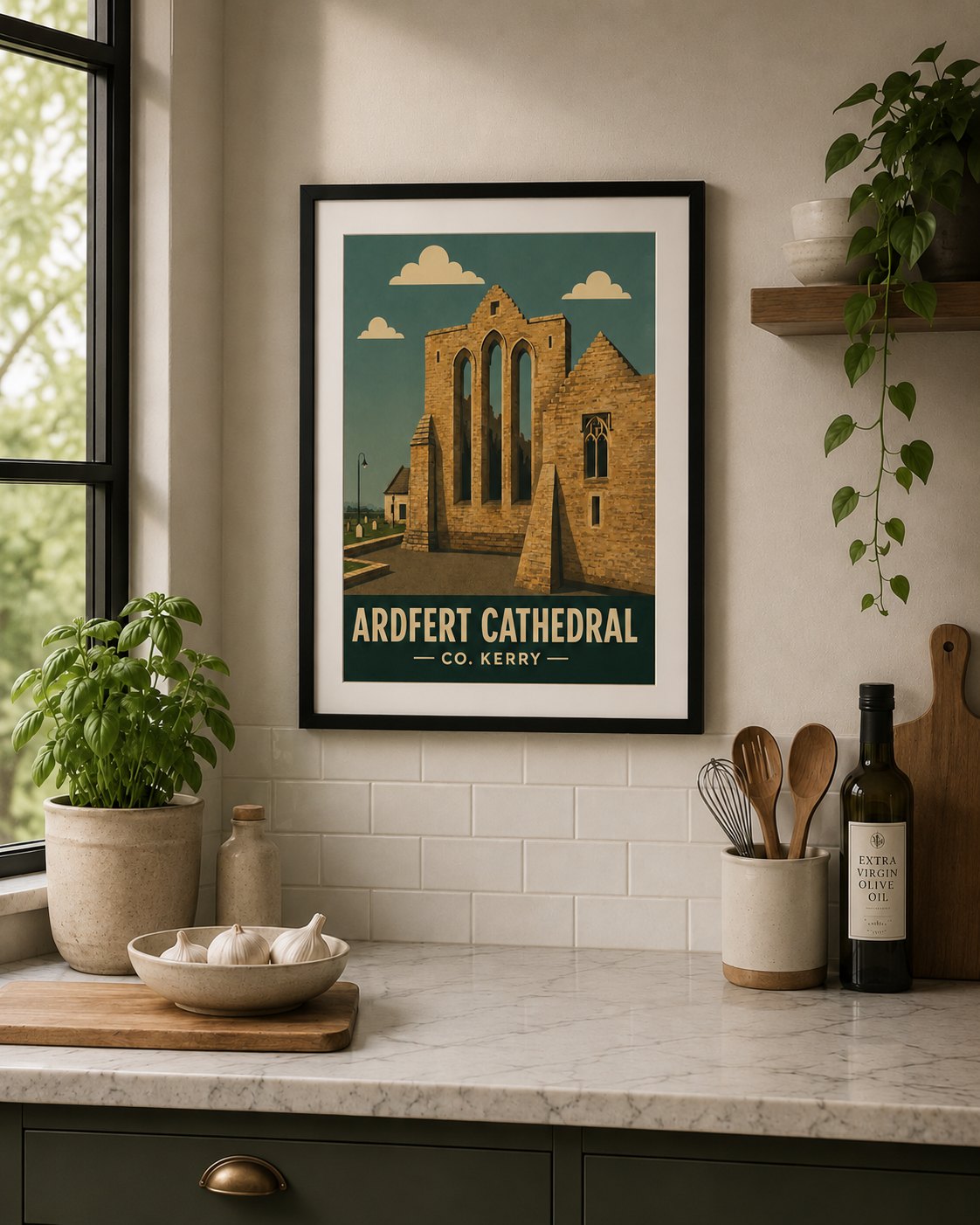 Framed Ardfert Cathedral, Co. Kerry travel print by Ardfert Printing
