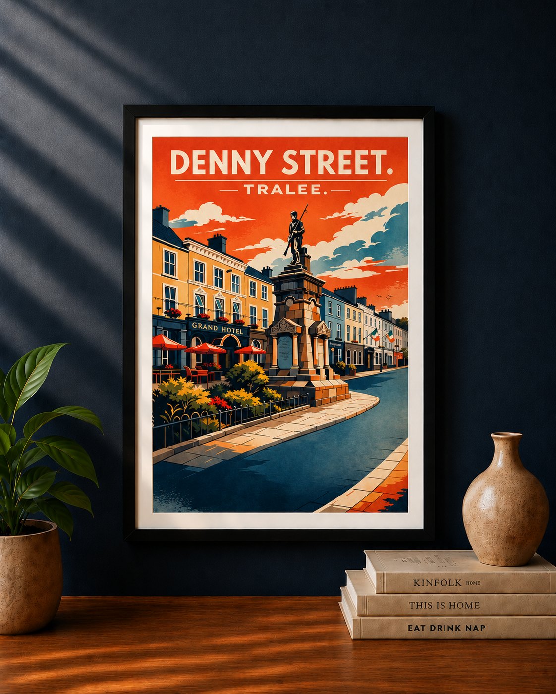 Framed Denny Street, Co. Kerry travel print by Ardfert Printing