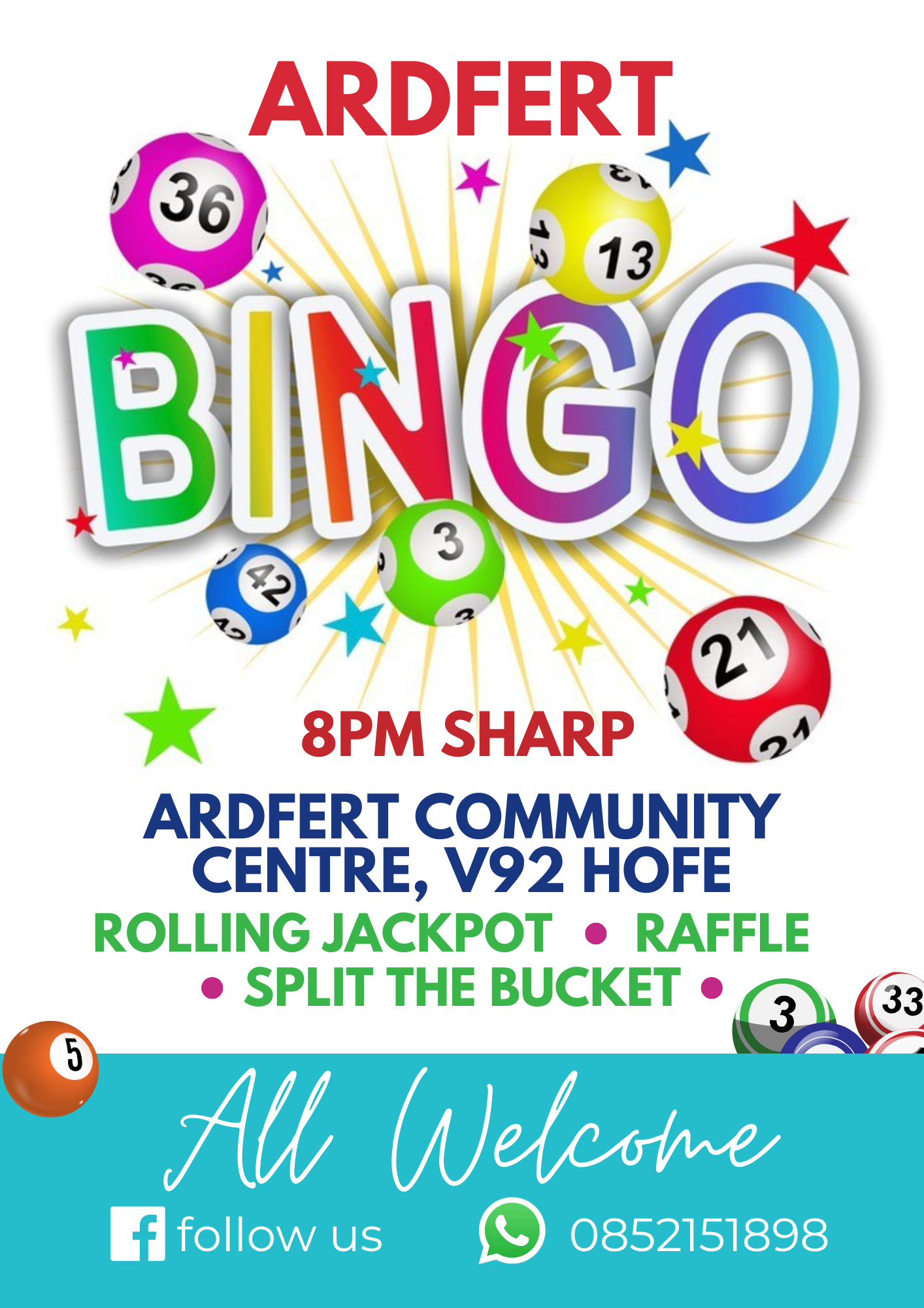 Ardfert Community Centre Bingo poster