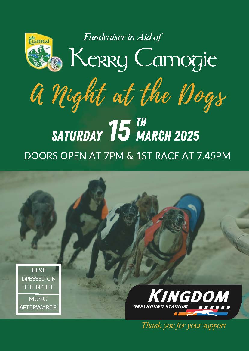 Kerry Camogie — A Night at the Dogs fundraiser poster