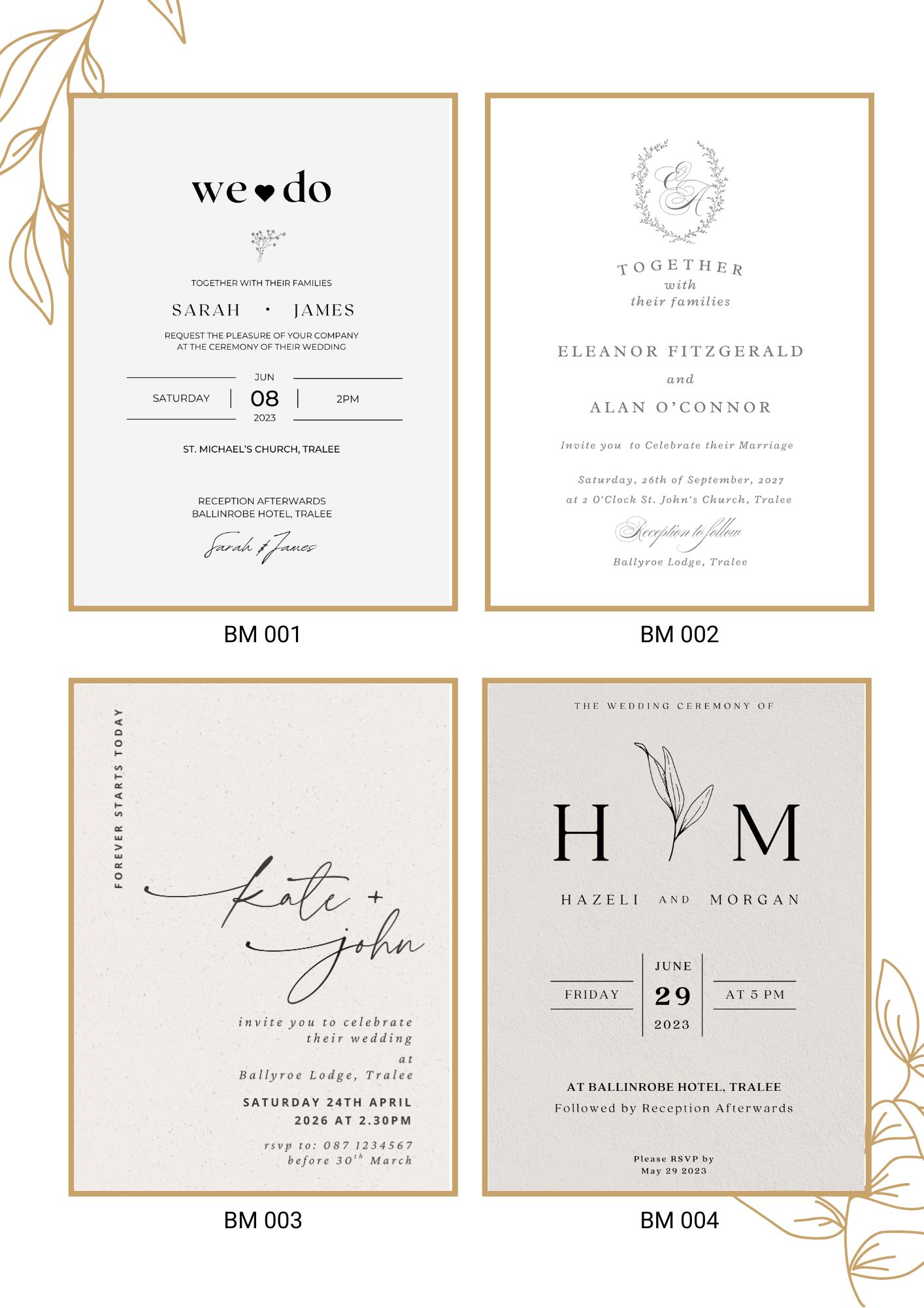 Black Minimalist wedding invitation collection