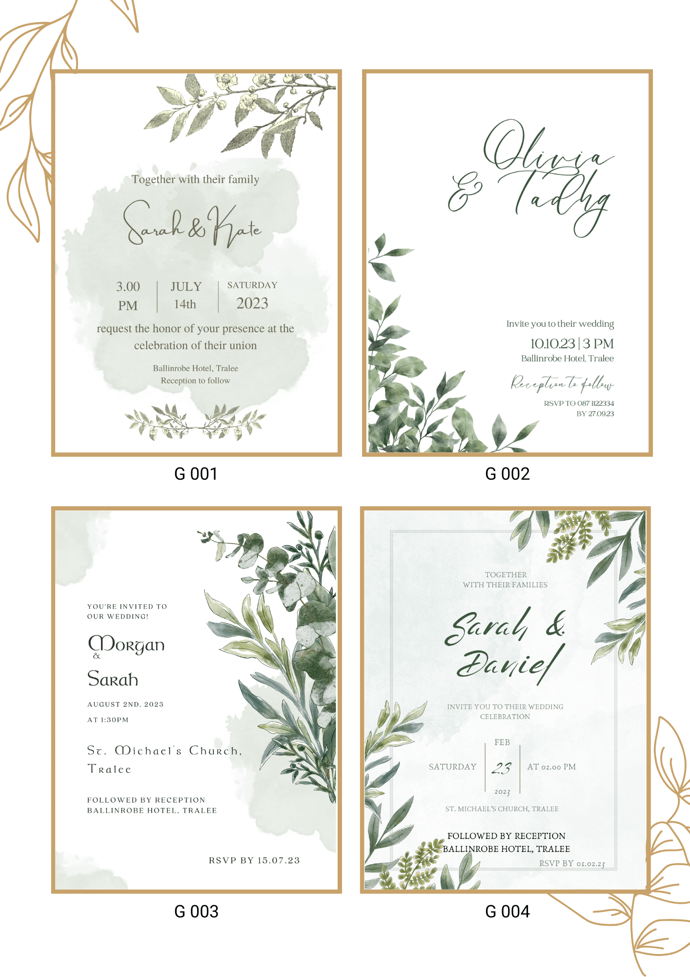 Green wedding invitation collection