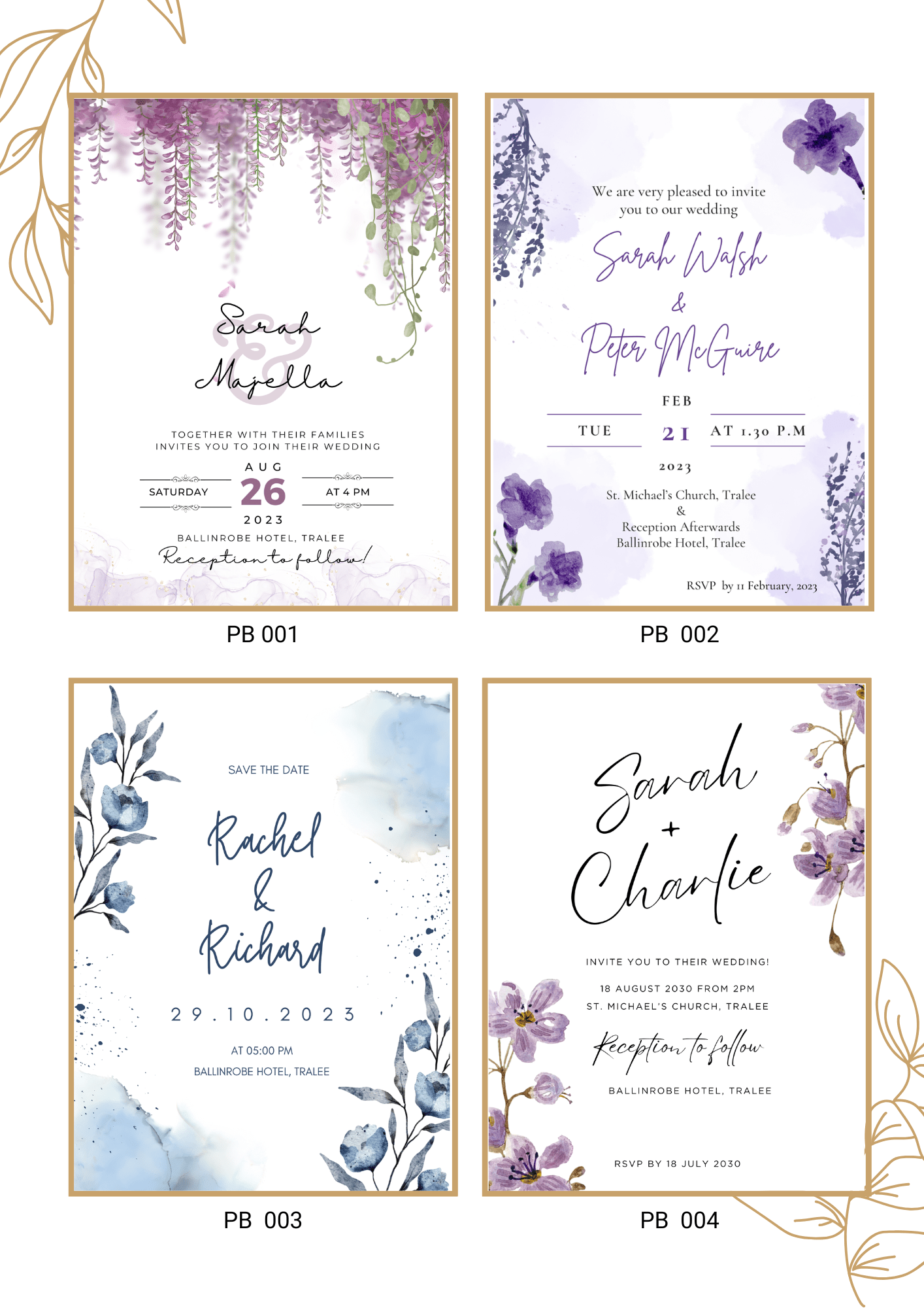 Purple & Blue wedding invitation collection